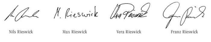 Unterschriften der Geschäftsführung